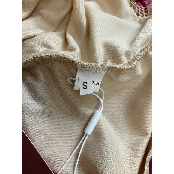 ALMOND MUSE ISABELLA Rhinestone Mesh Square Neck Maxi Dress Gold Ball Gown Sz S - Picture 11 of 11